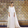 Muslim Wedding Dresses For Brides Half Sleeves Bridal Gown With Long Cape Square Collor Bride Dress Evening Dress Customized 1