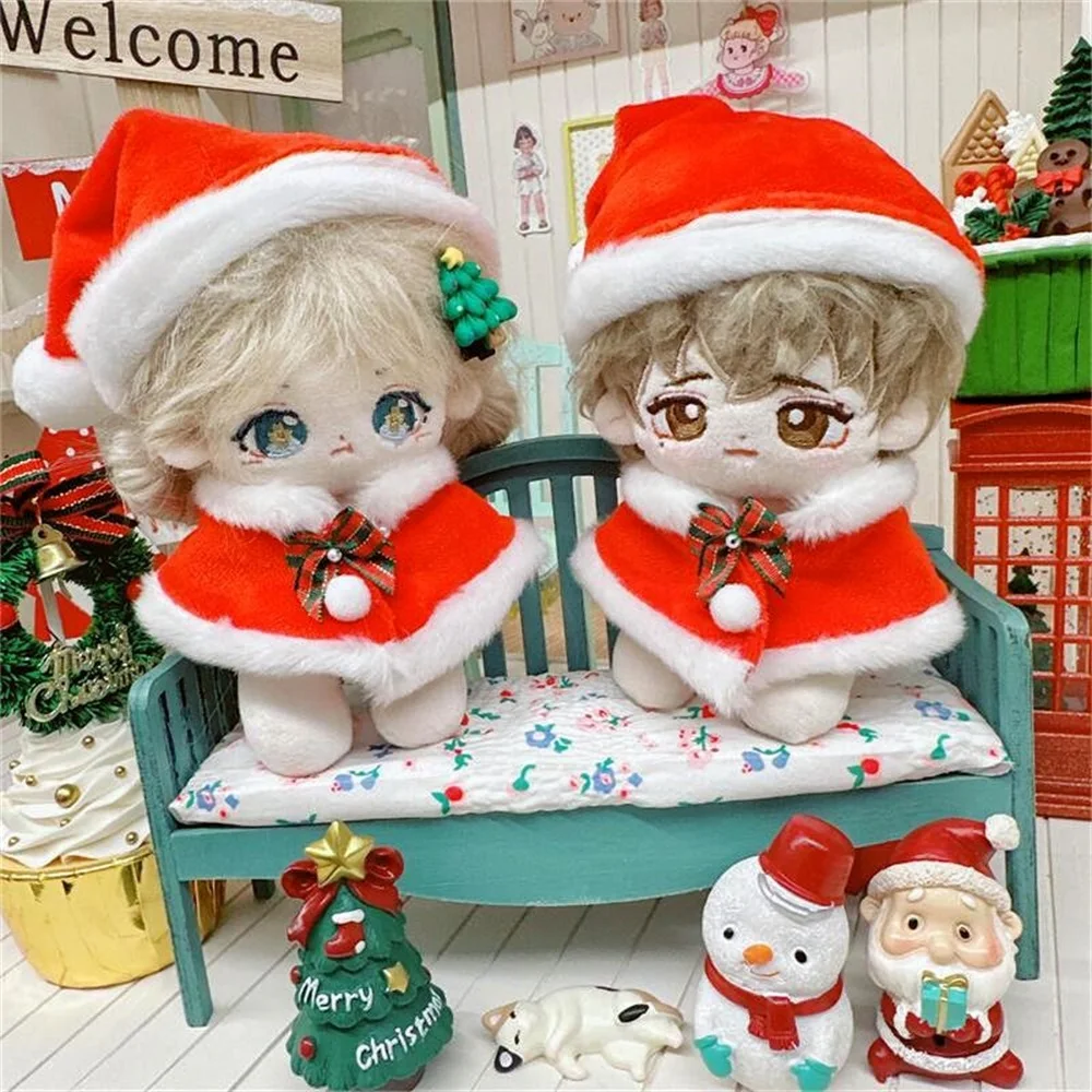 10cm Cotton Doll Christmas Costume Hats Shawls Hooded Capes Idol Doll Holiday Clothes Dress Up Accessories DIY Toy 2