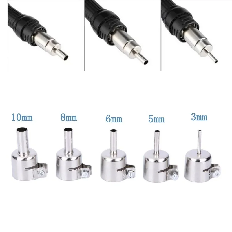 Air Gun Stations Welding Nozzle 5pcs Durable Strong Versatility Aoyue 906/968/850/6028 Hot Air Stations Oldering Station durable flux cored wire 5pcs aluminum welding rods for strong and forgeable alloys low melting point silver color