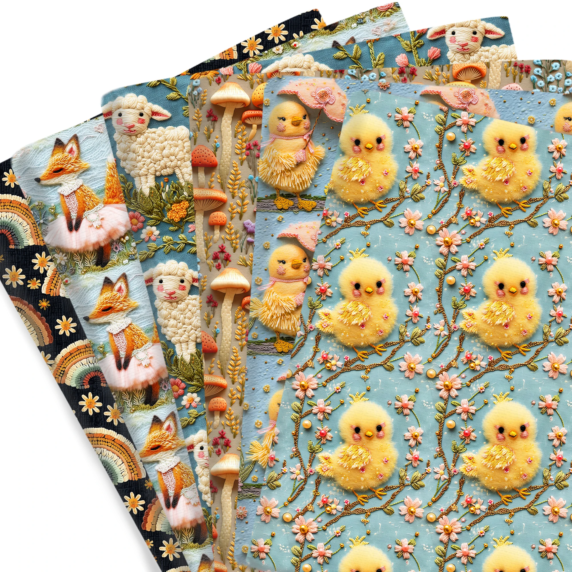 Imitation Embroidery Cute Animal Series Cotton By The Meter Lace Pattern Fabrics For Sewing Cloth Dress DIY Craft Home Textile