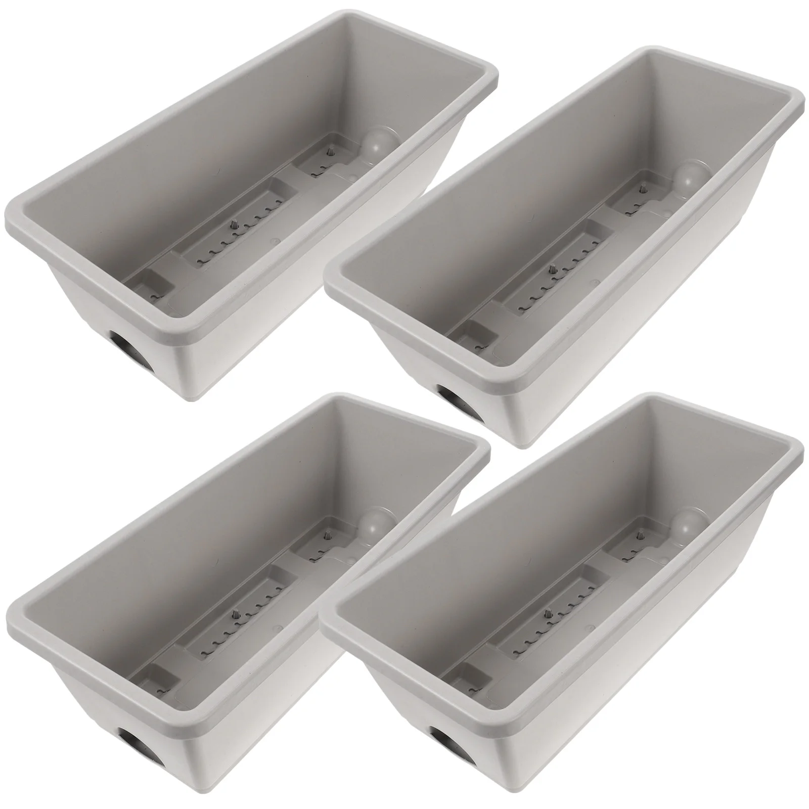 

4 Sets Rectangular Window Flower Box Planter Plant Vegetable Planters with Tray