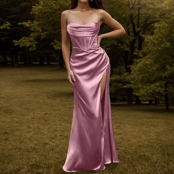 Satin Evening Dress — Elegant Backless Party Dress 1
