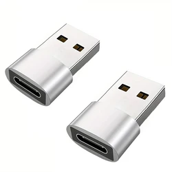 USB - C to USB Adapter Converter (Male to Female) - Pack of 1 or 2 (2 Silver)