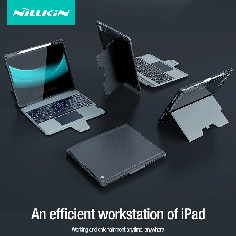 Nillkin Keyboard Case para Ipad Pro Capa Retroiluminada Proteção de Lente Bumper Combo Ipad Pro 11 12.9 Air 4