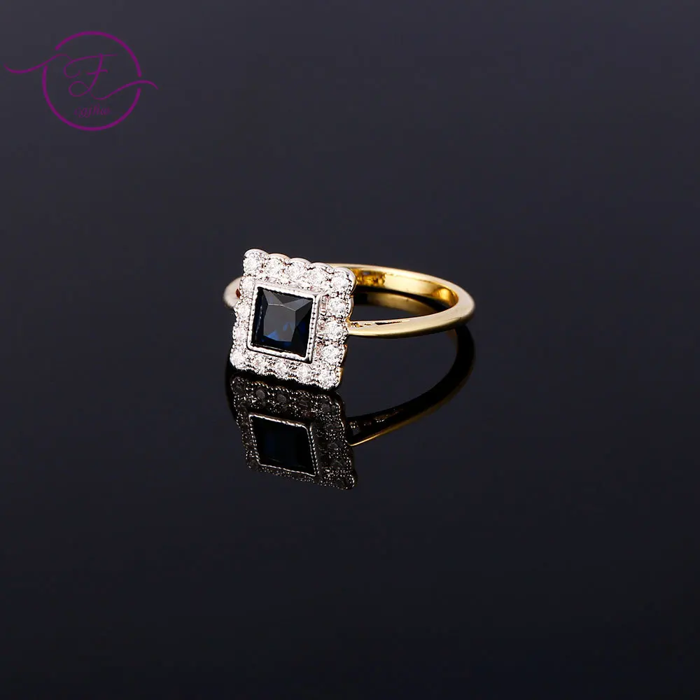 Engagement Rings Sweet Romantic Gold Color Sapphire Rings for Women Silver Vintage Jewelry Anniversary Party Christmas Gifts gold plated rings gemstone ring