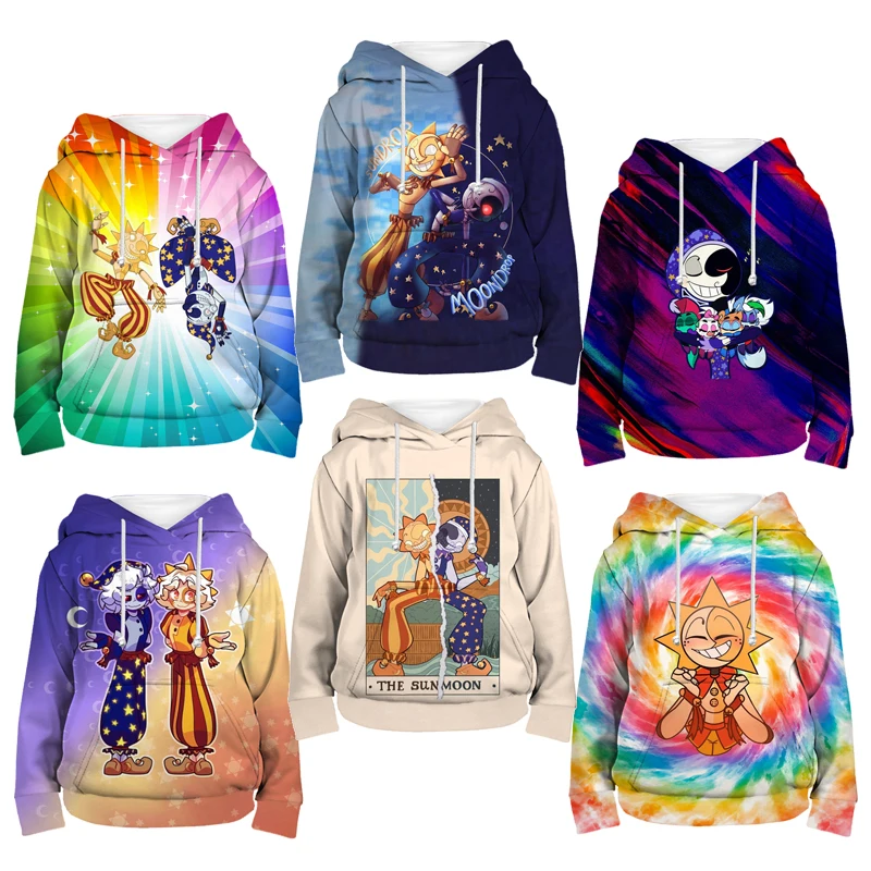 Kids Hoodie Sweatshirts Fnaf Sundrop Moondrop 3D Print Hoodies Security Breach Sunrise BOSS Cool Kid Boys Girls Long Sleeve Autumn Tops Child Tops