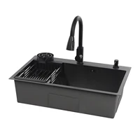Kitchen Sink with Pull-Out Faucet, Large-Capacity Cleaning Quick Drainage for Home Restaurant Laundry Room Basement Bar Kitchen 4