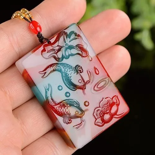 

Xinjiang Hetian Jade Color Jade Goldfish Pendants for Men and Women Have Been More Than Happy Ever After Pendants for Years