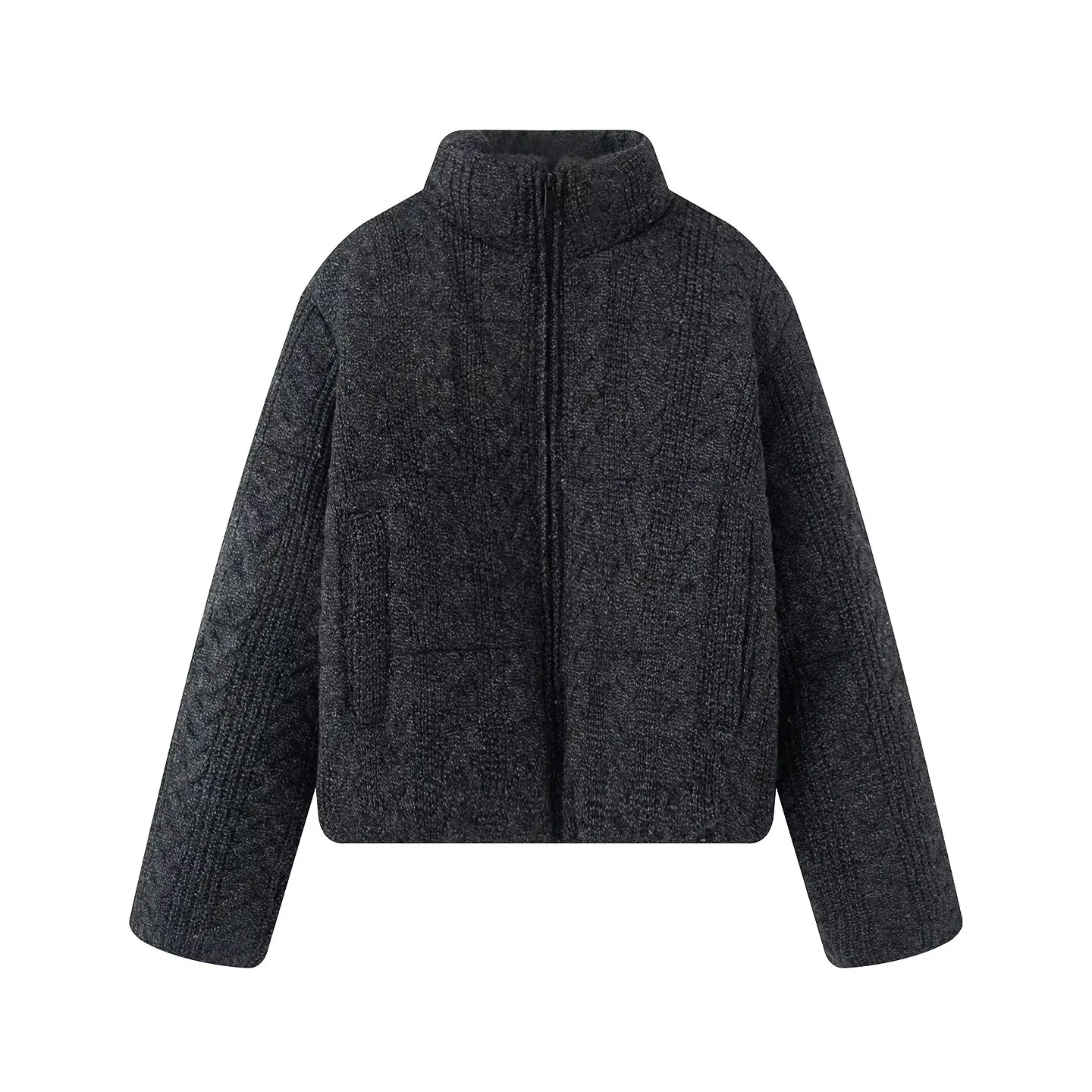 Parkas Jackets Women's Thick Warm Winter Coat zartins 2025 Outwear With Zipper Long Sleeve Knitted Jackets Woman Solid Coat Tops