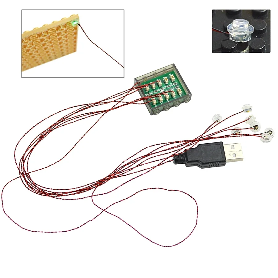 LED Light Building Block - Flashing Round Street Lamp Stripline Light-Emitting Brick