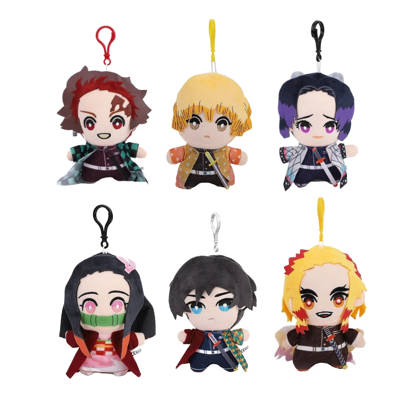 15cm Demon Slayer Pendant Bag Plush Cartoon Anime Character Kamado Tanjiro Nezuko Stuffed Doll Toys Keychain Kids Birthday Gift скетчбук а5 60л nezuko kamado v2 demon slayer