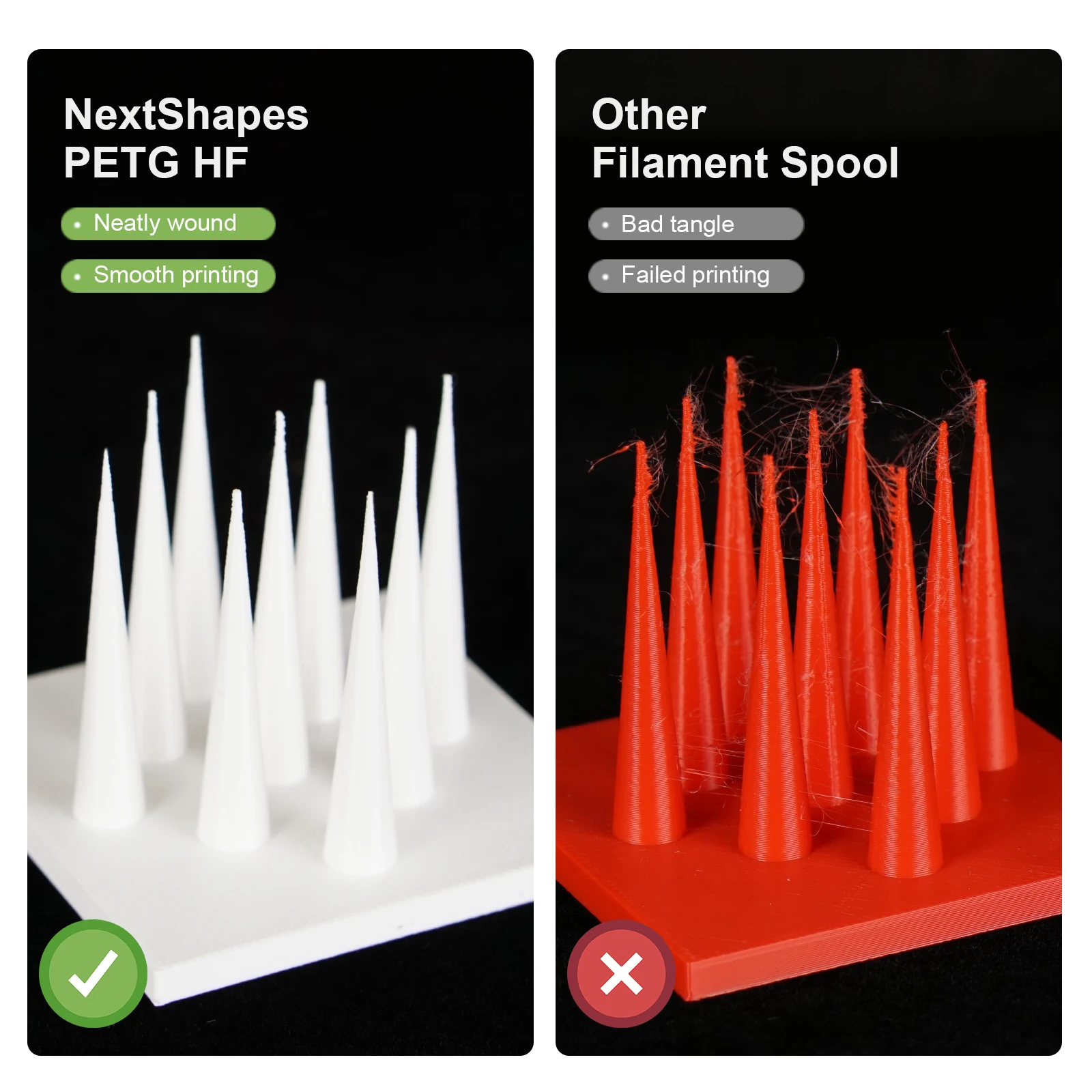 NextShapes PETG 3D 프린팅 필라멘트 세트 - 1.75mm 고투명도 흰색 허용오차 ±0.02mm DIY 선물 인쇄에 적합