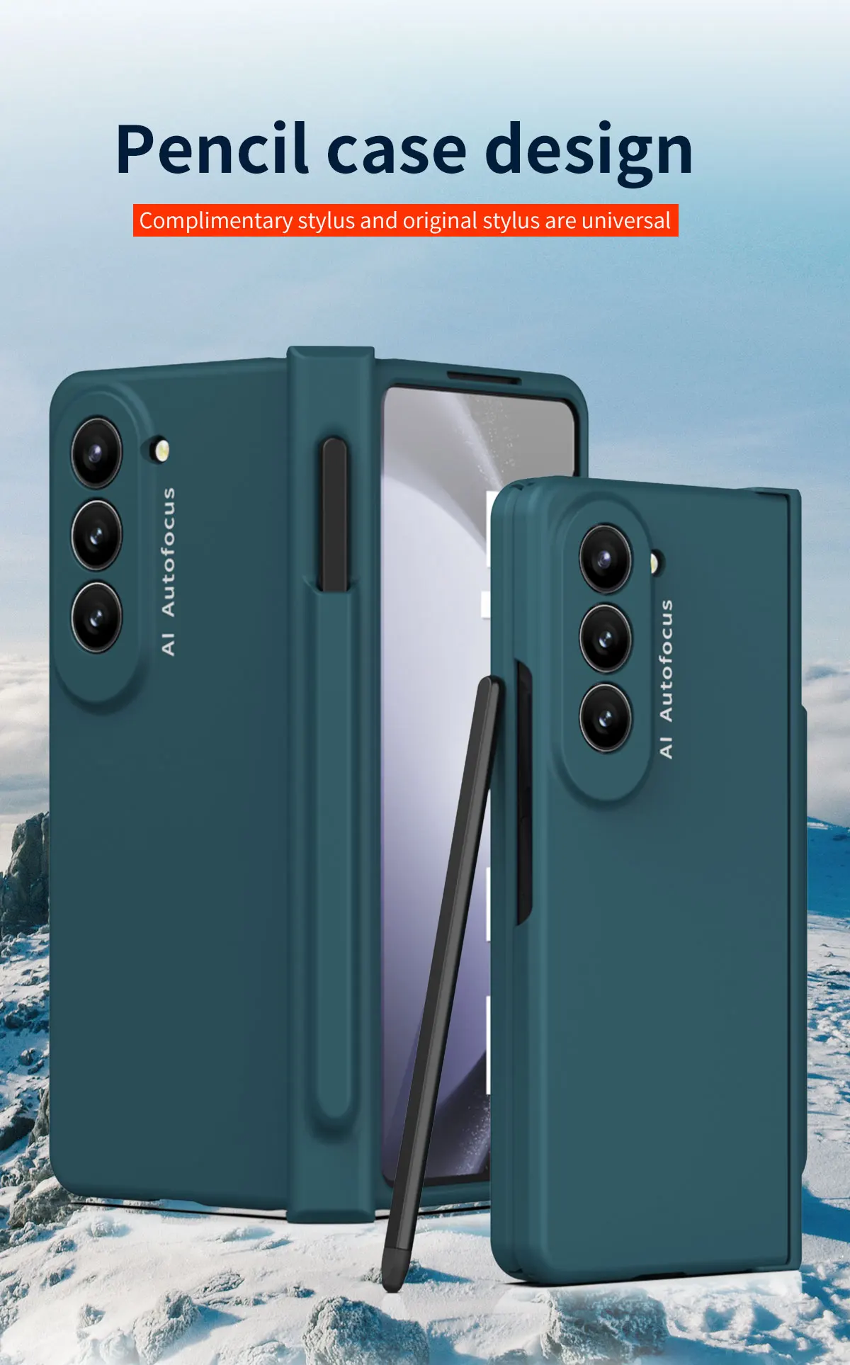 Coque de téléphone Samsung Galaxy Z Fold 5 5G, pour Fold5 Slim S, support de fente pour stylo, charnière, couvercle en plastique avec protecteur d'écran avant_voghion.com