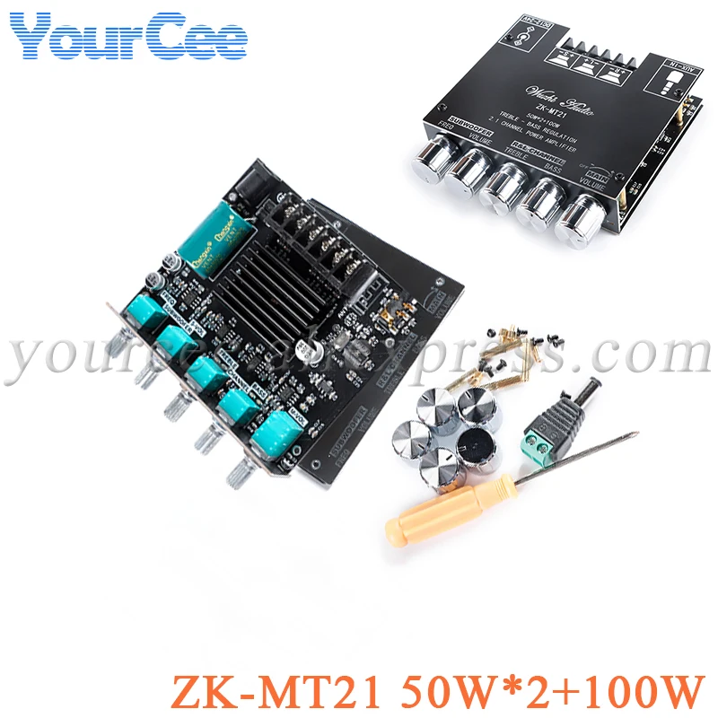 ZK-MT21 50WX2 + 100W TPA3116 2,1 канальный усилитель сабвуфера, плата модуля MT21 Power Audio Stereo Bass AMP AUX