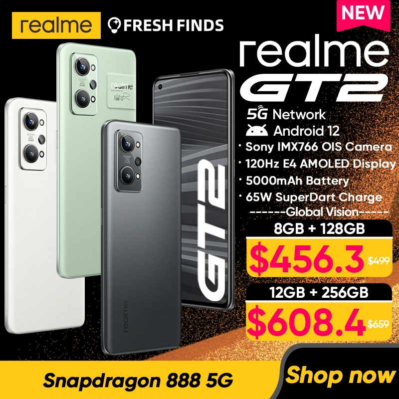 Realme GT 2 5G, Snapdragon, versión global, novedad®SONY Cámara de...