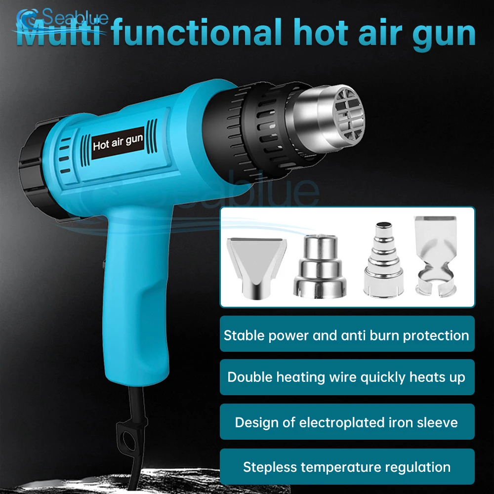 EU/US Plug 2000W 220V 110V Industrial Electric Hot Air Gun Thermoregulator Heat Guns Shrink Wrapping Thermal power tool