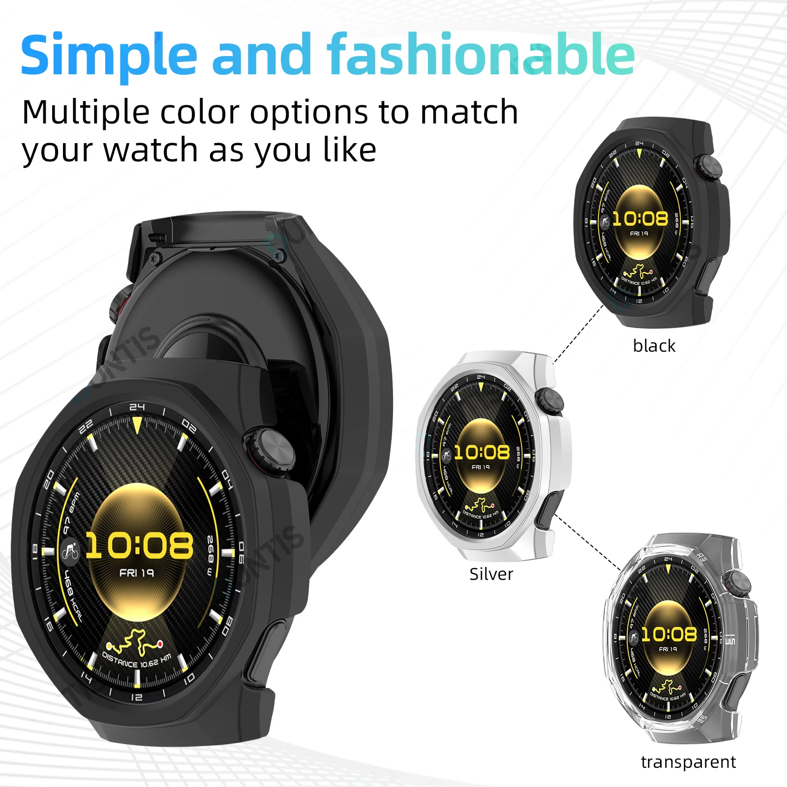 Matte Slim Scratch-Resistant Protective Case for Smartwatches - Hard PC Bumper Shell Accessory