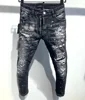 fashion BRAND D2 Men Jeans Denim Pants Slim Pencil Trousers biker Buttons Classics skinny slim DSQ2 black JENAS for husband 395 1