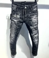 fashion BRAND D2 Men Jeans Denim Pants Slim Pencil Trousers biker Buttons Classics skinny slim DSQ2 black JENAS for husband 395 1