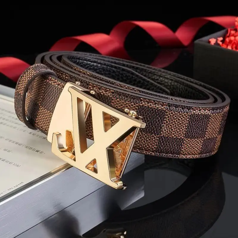 Men's leather belt with metal automatic buckle, stylish for work and business, durable design for daily use - 4