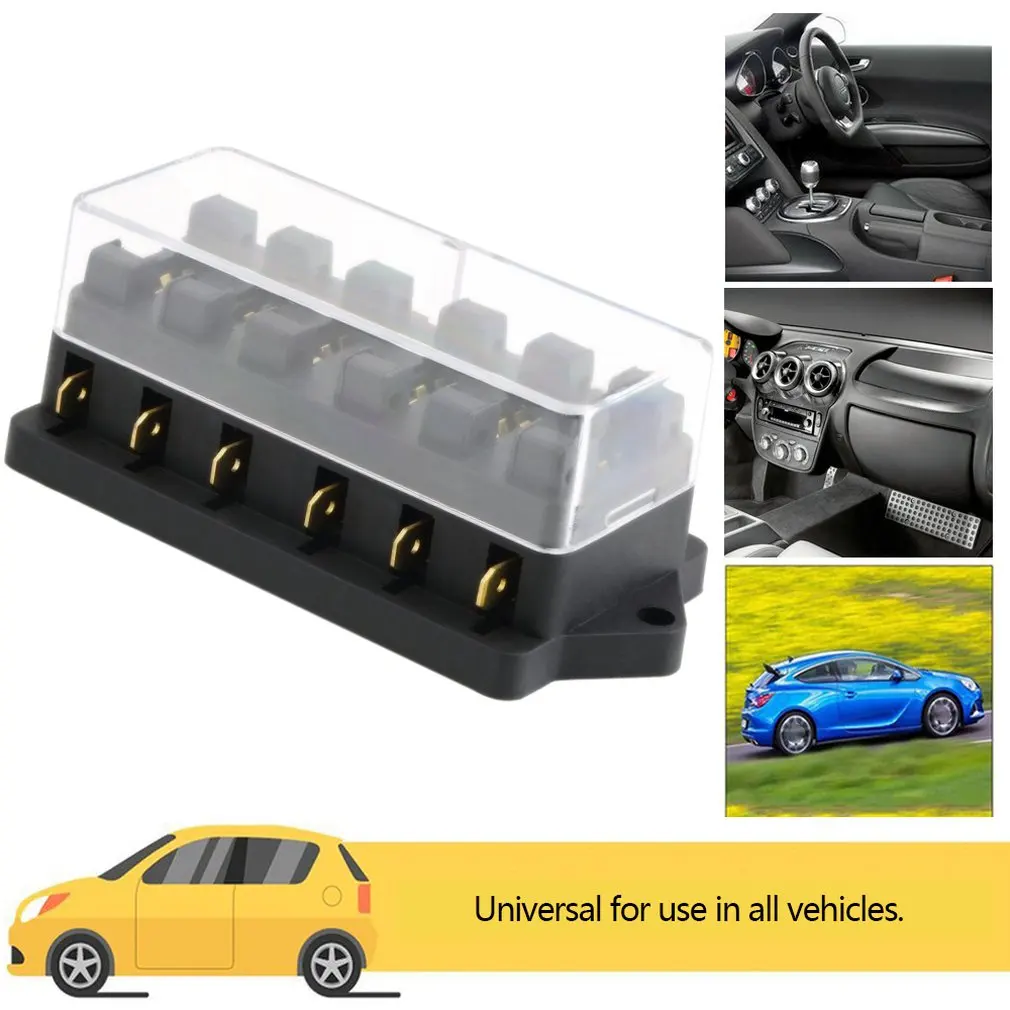 

Universal 12V 6 Way Fuse Box Block Fuse Holder Box Car Vehicle Circuit Automotive Blade Car Fuse Accessory Tool
