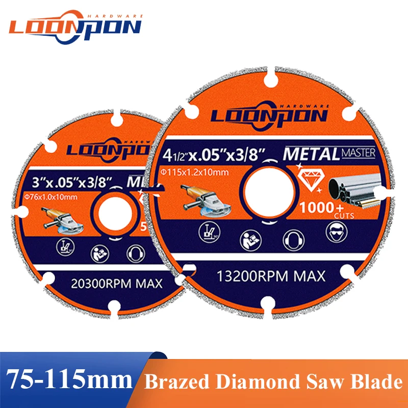 

Diamond Saw Blade 76 x 10mm & 115 x 22.23mm Cut Off Wheel, Diamond Cut Disc for Steel,Rebar,Iron