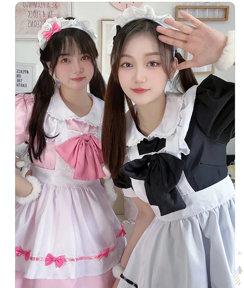 Lolita Cosplay Kleid Pink Maid Anime Kawaii Sweet Halloween Damen 24