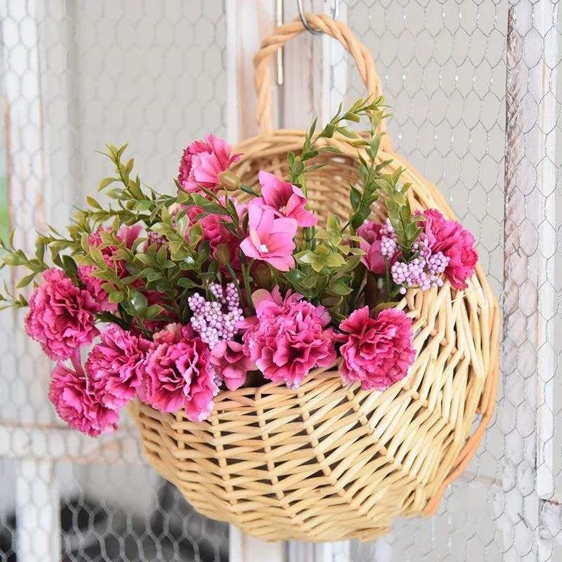 Hand Made Rattan Vase Eco-Friendly Wall Hanging Vase Container Storage Basket Wicker basket Nest Flower Pot Home Decoration