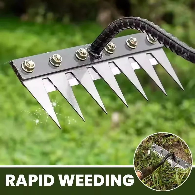 5/6/7/8 Teeth Carbon Steel Garden Hand Rake Farm Tool Weeding Agricultural Nail Harrow Metal Harrow Garden Weeding Hand Tools garden rake weed puller hand weeder weed puller tool weed tool head portable weeder weed tool attachment weed cutter head