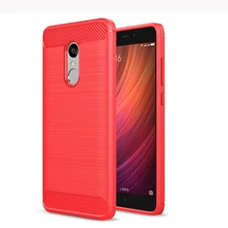 Redmi Note 4 Shockproof Silicone TPU Bumper Carbon Cover Case for redmi Note 4x (Red)