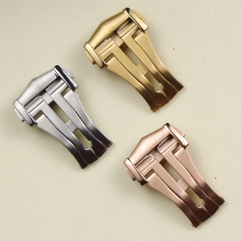 

18 20mm matte silver rose gold deployment clasp for Omega double click button folding buckle with full logo