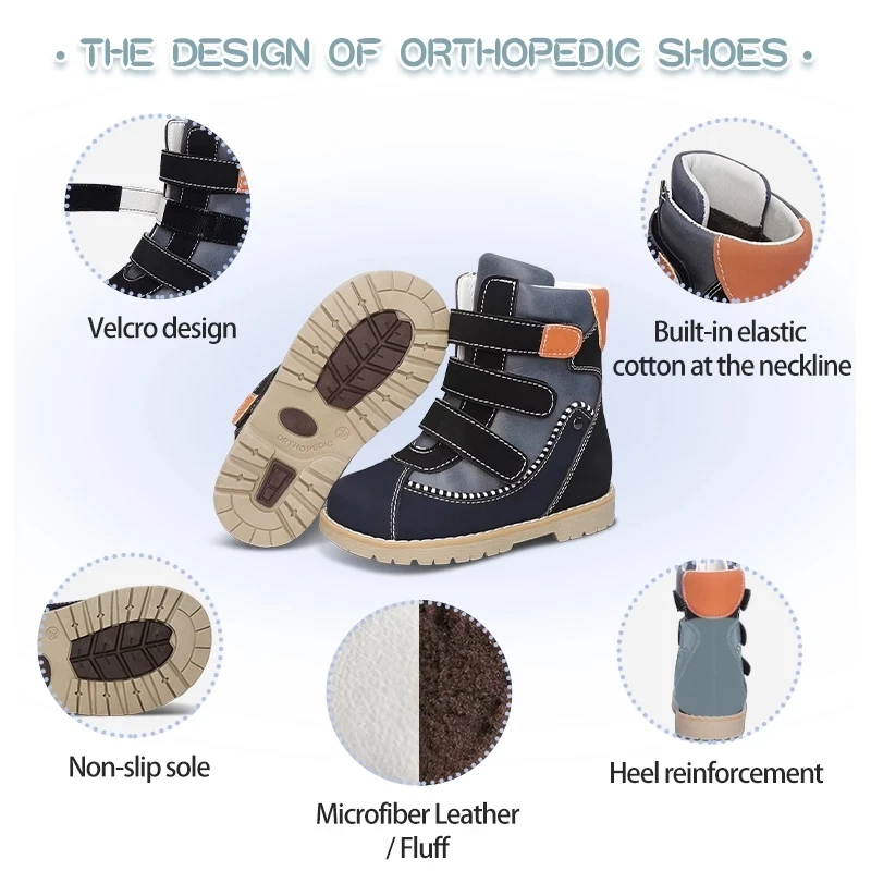 الشتاء الفتيان أحذية تقويم العظام للطفل جديد جلد ا...