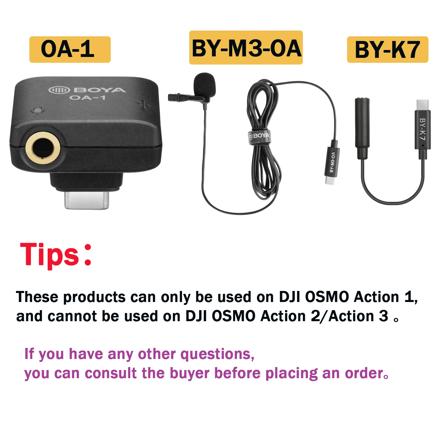 BOYA OA-1 Mini Microfon Audio Adapter with 3.5mm TRS Microphone Port Type-C Charging Port Replacement for DJI OSMO Action Camera images - 6