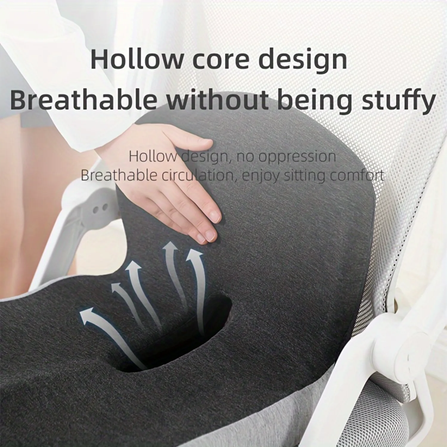 1pc Memory Foam Backrest Cushion-Ergonomic Support for Sedentary Comfort-Soft, Skin-friendly & Breathable Cover Ideal for