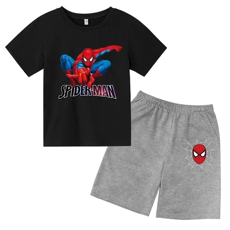 thumbnail image 1 of Conjunto de 2 piezas de camiseta y pantalones cortos deportivos para niños de Marvel Spider-Man, conjunto de verano para bebés de 3 a 12 años, ropa de marca de dibujos animados para niños, 1 of 5