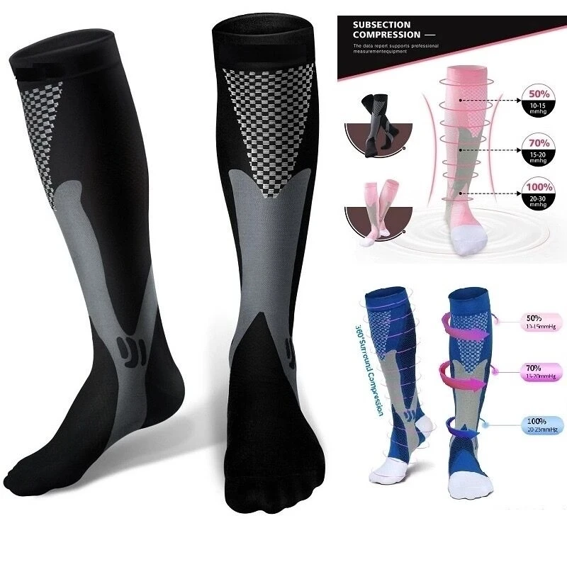 Men Women Compression Socks fit For Football 20-30 Mmhg Varicose Veins Socks Anti Fatigue Compression Fit For Sport