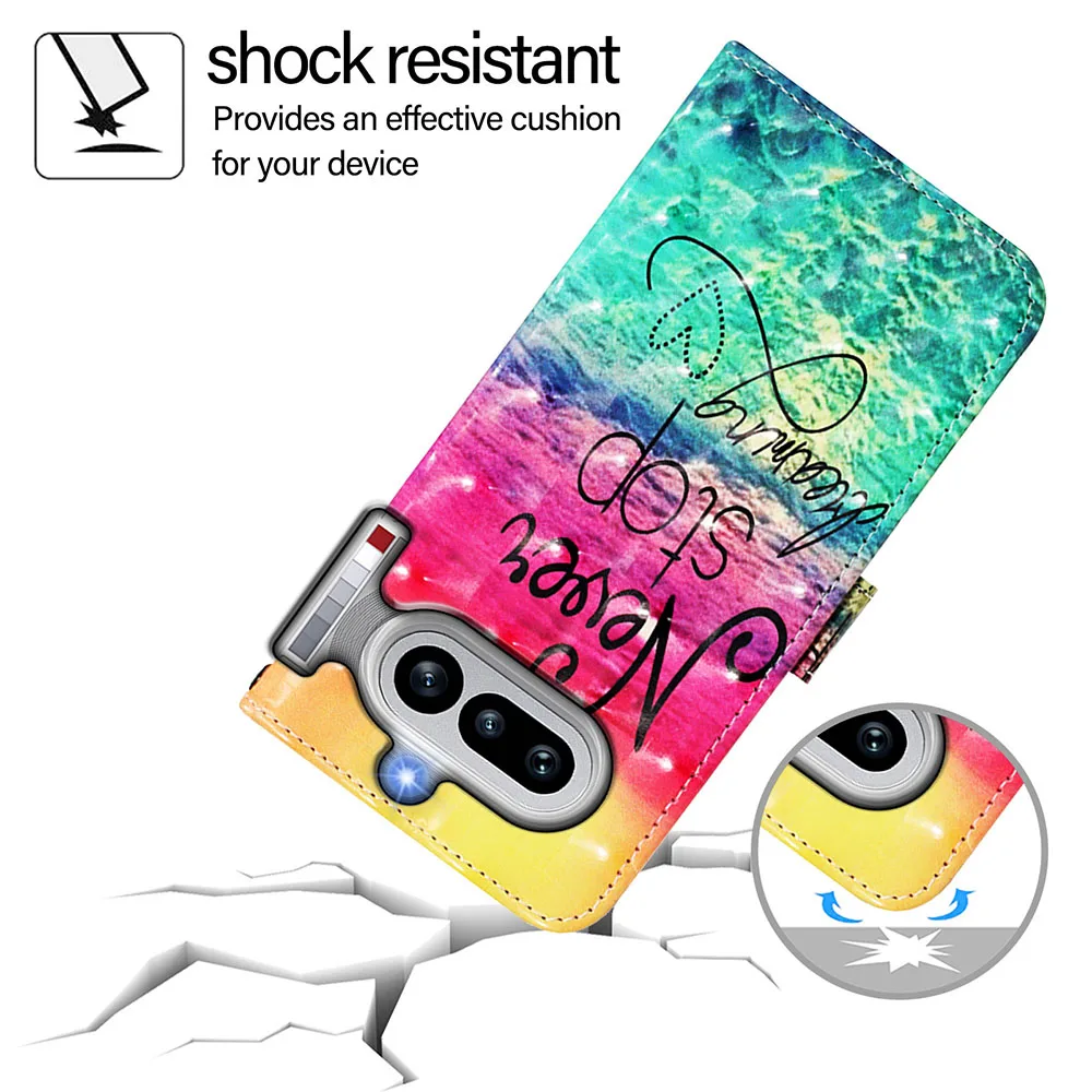 Cartoon Painted Leather Flip Wallet Phone Case with Card Slot Holder