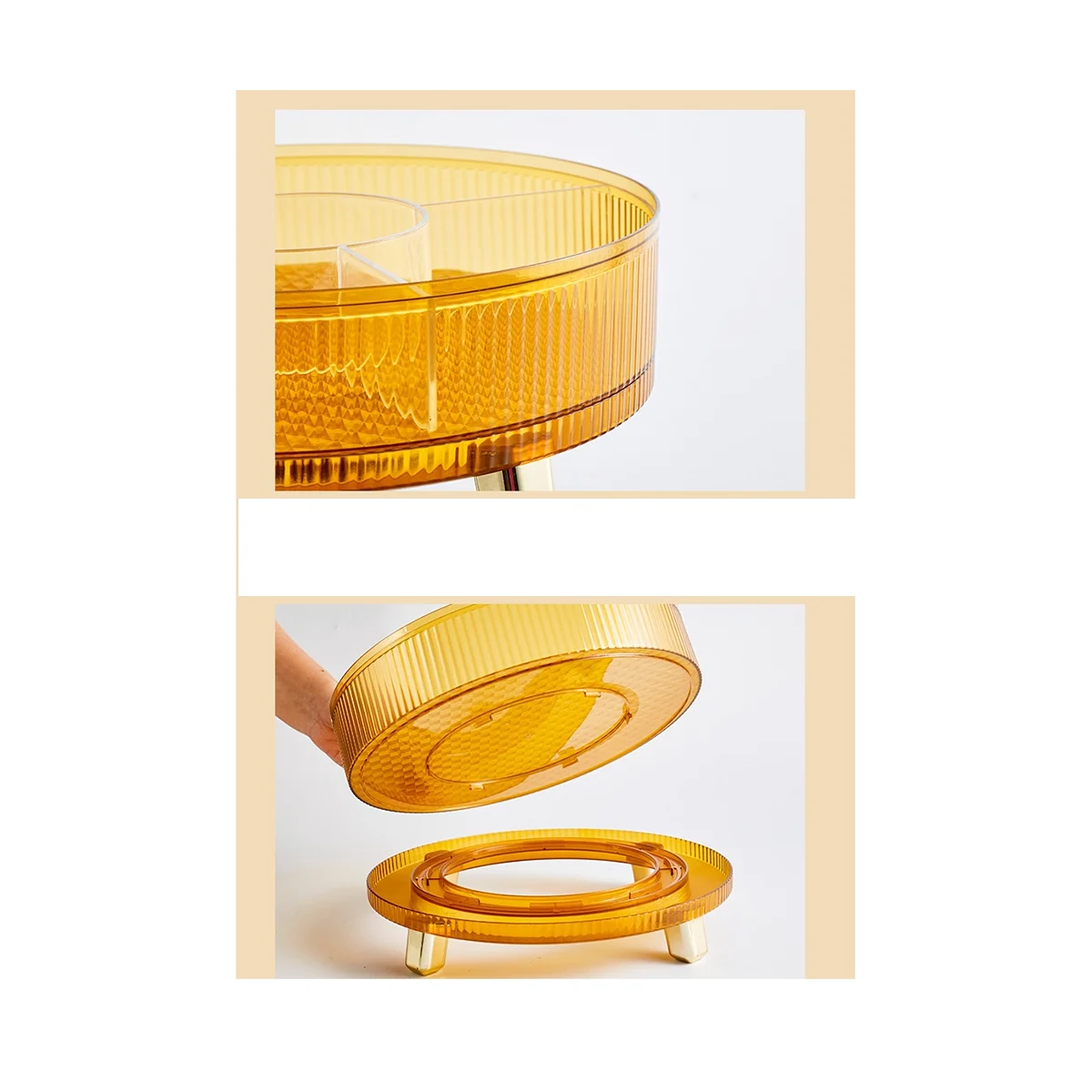 

Three-Layer Rotating Light High- Bowl Home Multifunctional Melon Seeds Dried Storage Box Green