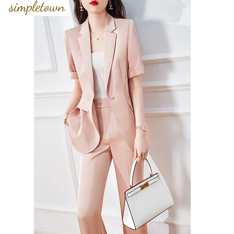 

2023 New Fashion Women's Foreign Trade Suit Fashion Women's Two Piece Summer Thin Casual High End Suit