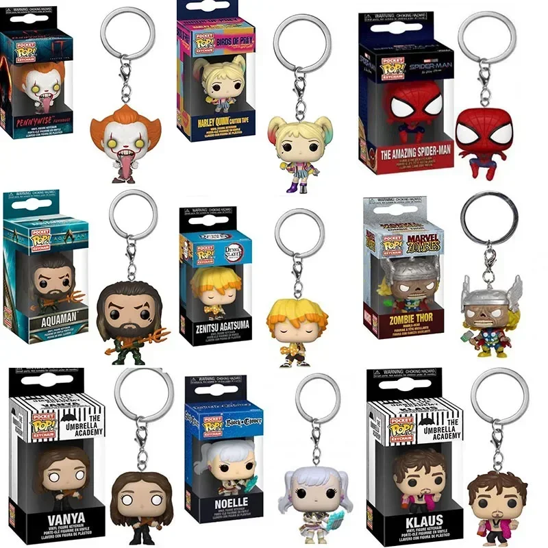 thumbnail image 2 of NUEVO llavero Funko POP Aquaman Marvel Spider Man Zombie Thor Harry Quinn Umbrella Academy Claus muñeco infantil modelo juguete regalos, 2 of 5