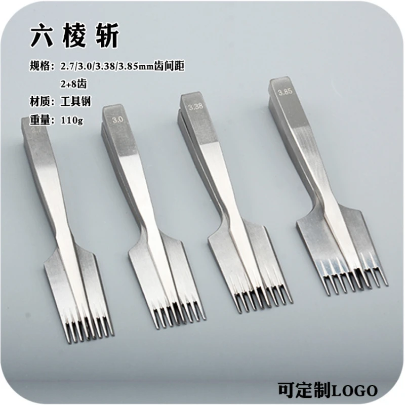 2.7/3.0/3.38/3.85mm Handmade Leather DIY Narrow Toothed European Style Oblique Flat Method Cutting Professional Punching Sewing