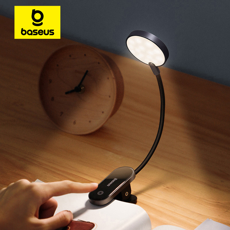  Baseus LED Clip Table Lamp Stepless Dimmable Wireless Desk Lamp Touch USB Rechargeable Reading Light LED Night Light Laptop Lamp 