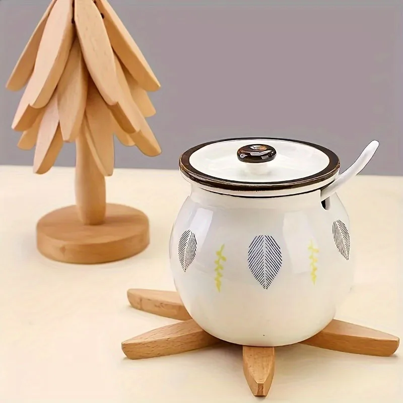 Tree Design Bamboo Trivet and Heat-Resistant Decorative Wooden Table Mat