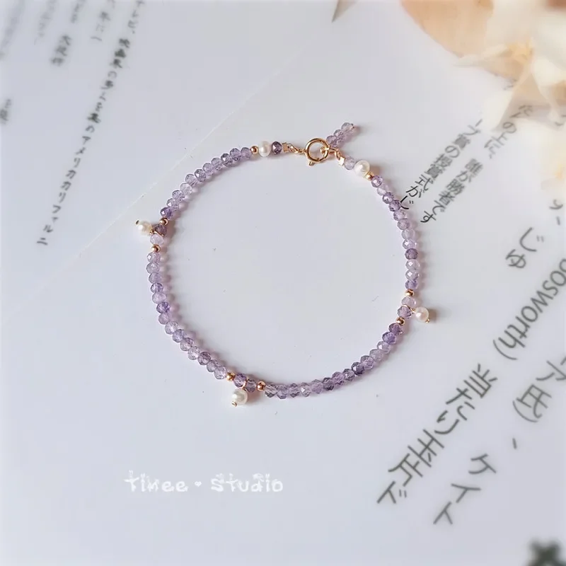 

Jewelry natural dream amethyst pearl bracelet anklet female boudoir sweet romantic wind girl hand ornaments hand string INS