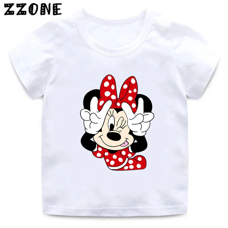 Disney Kids Funny T-Shirt Cute Minnie Mickey Cartoon Graphic Kawaii Girls Clothes Summer Baby Boys T shirt Children Tops,ooo5379 vintage shirts