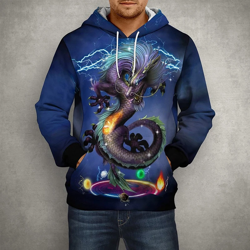 

3D Dragon Print Spring Hoodies Men Women Fashion Streetwear Pullover Harajuku Cool Animal Children Long Sleeve Tops Clothes