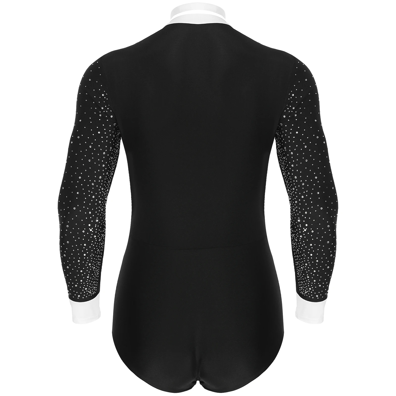 Mens Latin Dance Shirt Shiny Rhinestone Long Sleeve Dance Shirt Professional Ballroom Latin Tango Rumba Competition Dancewear