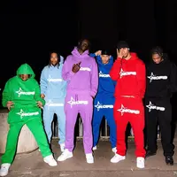 Y2K Men's Clothing Letters Graphic Printed 2 Pieces Sets Tracksuit Men Hooded Sweatshirt+Casual Pants Sportwear Suit 2024 New 1