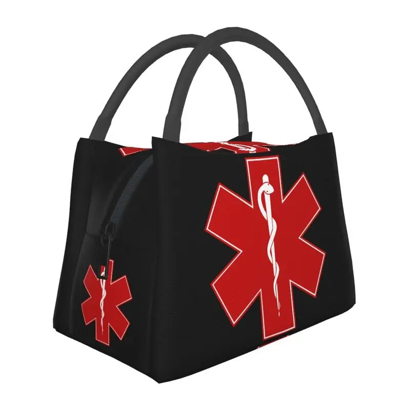 

Emt Star Of Life Insulated Lunch Bags for Women Waterproof Emt Paramedic Thermal Cooler Lunch Tote Beach Camping Travel