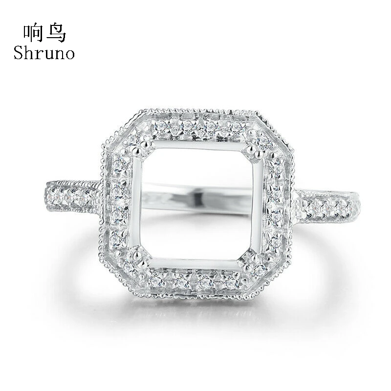 

Shruno Стерлинговое Серебро 925 VVS/DEF бриллиантовый Муассанит с полукреплением для помолвки обручальное кольцо с подушкой/круглый 8 мм специально
